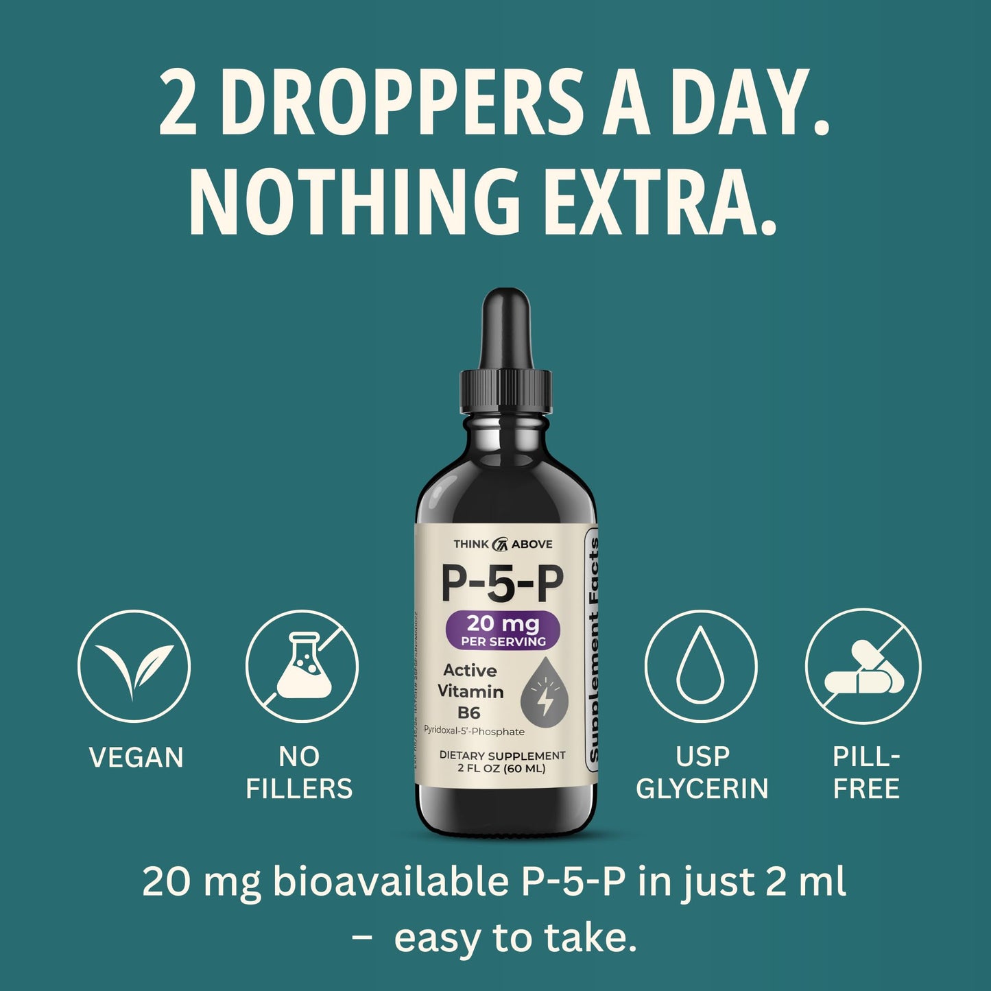 Think Above P5P liquid drops packaging and bottle
