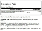 Swanson P5P supplement bottle label details