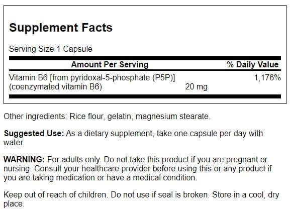 Swanson P5P supplement bottle label details