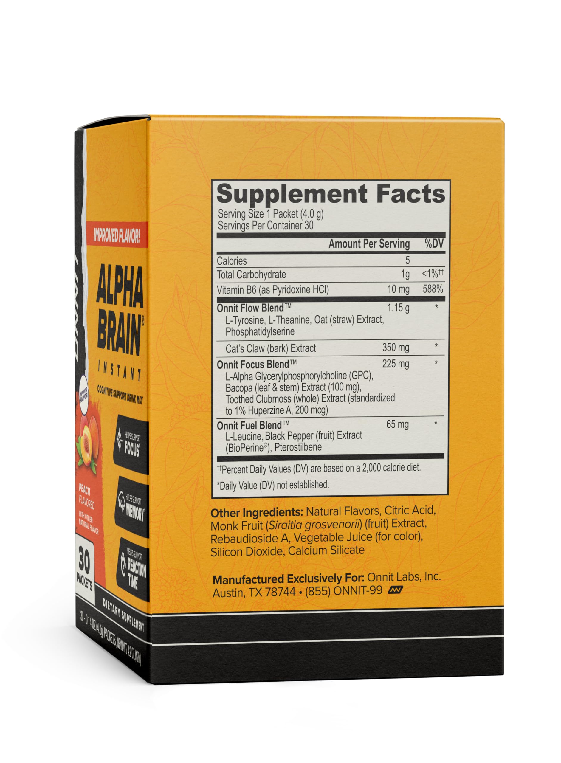 Onnit Alpha Brain Instant powder packet packaging