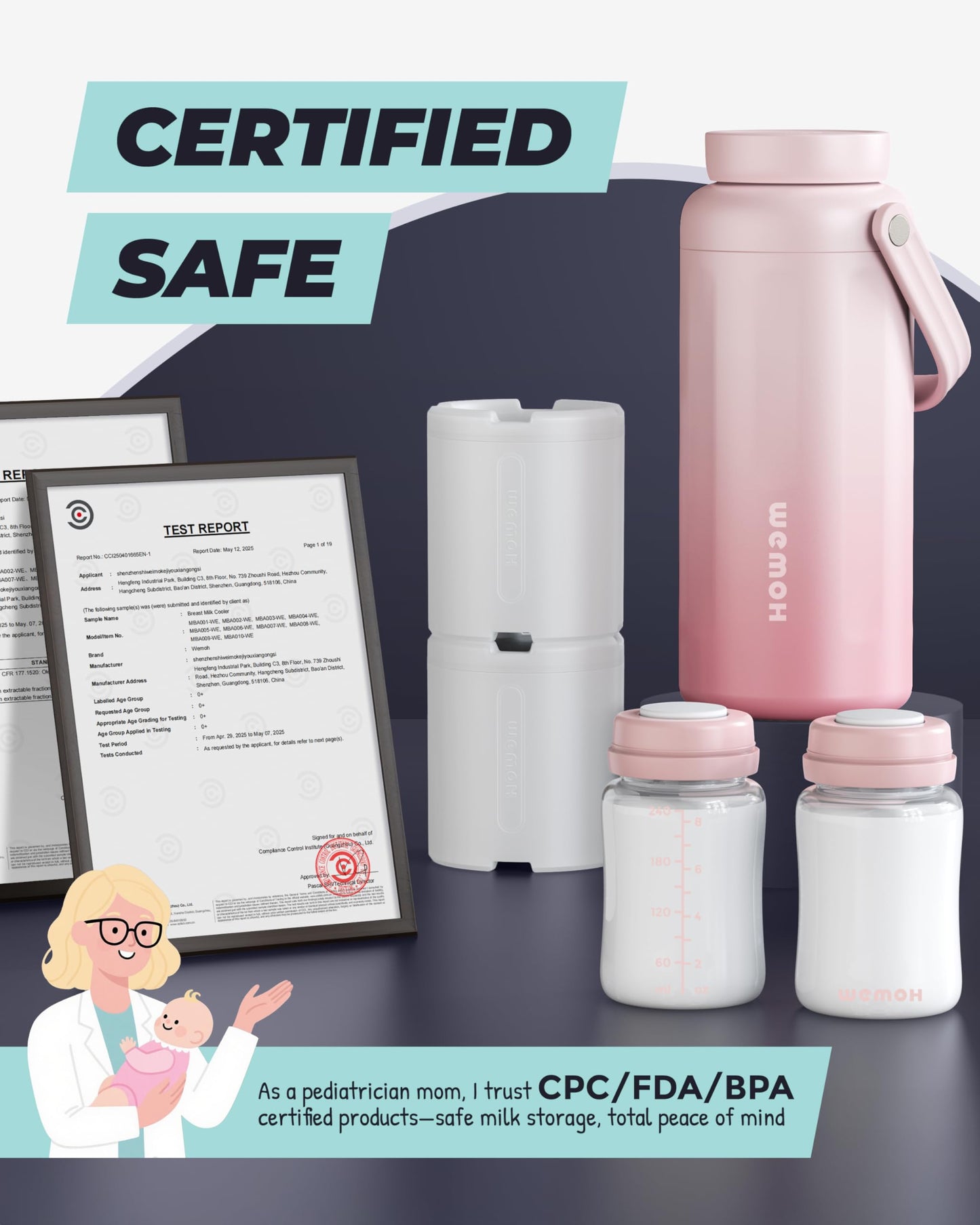 Detailed view of BPA free breast milk storage containers