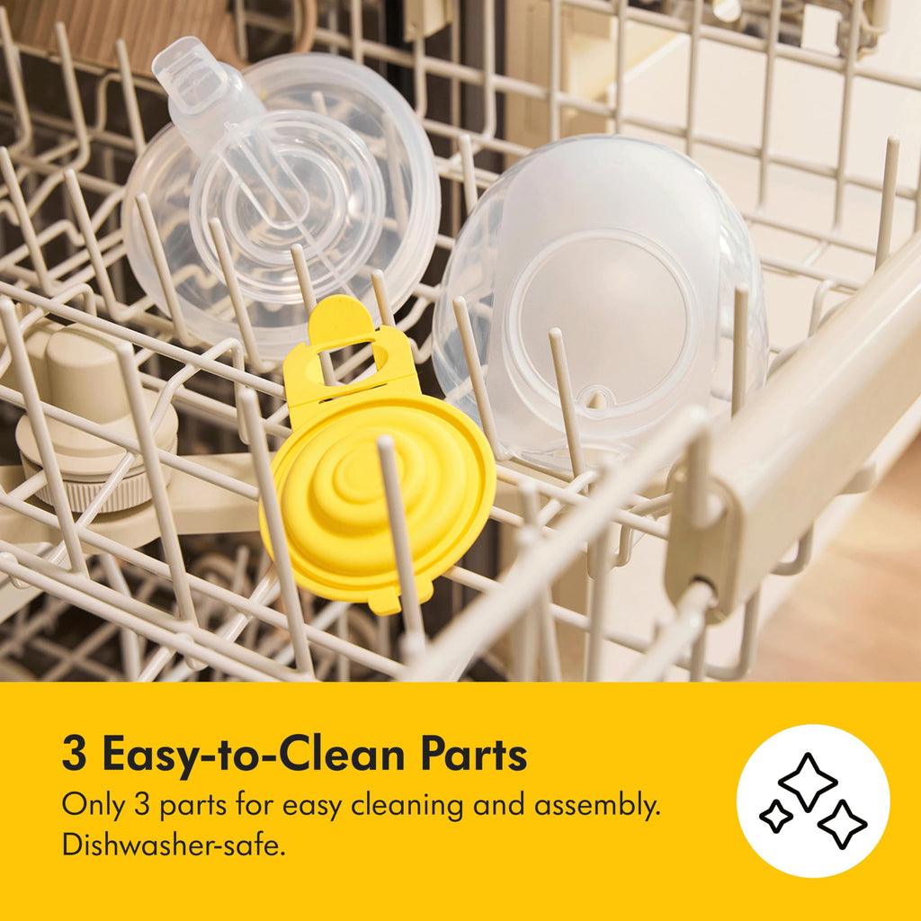 Three piece assembly of Medela collection cups