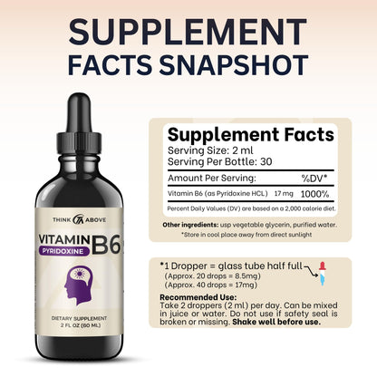 Think Above Vitamin B6 2 fluid ounce bottle packaging