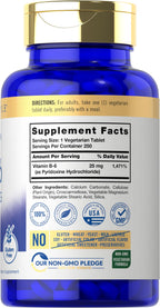 Carlyle Vitamin B6 supplement bottle label details