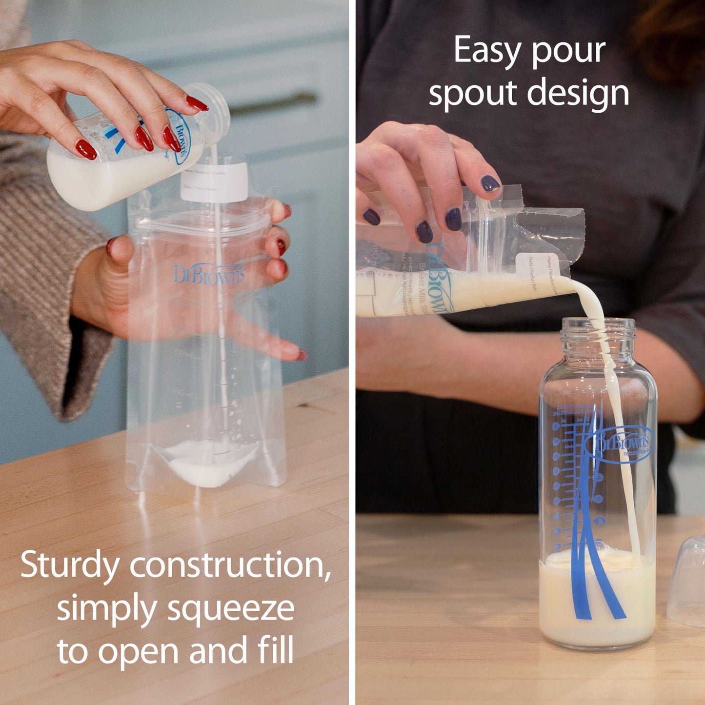 Dr. Brown's breast milk storage bags with label area visible