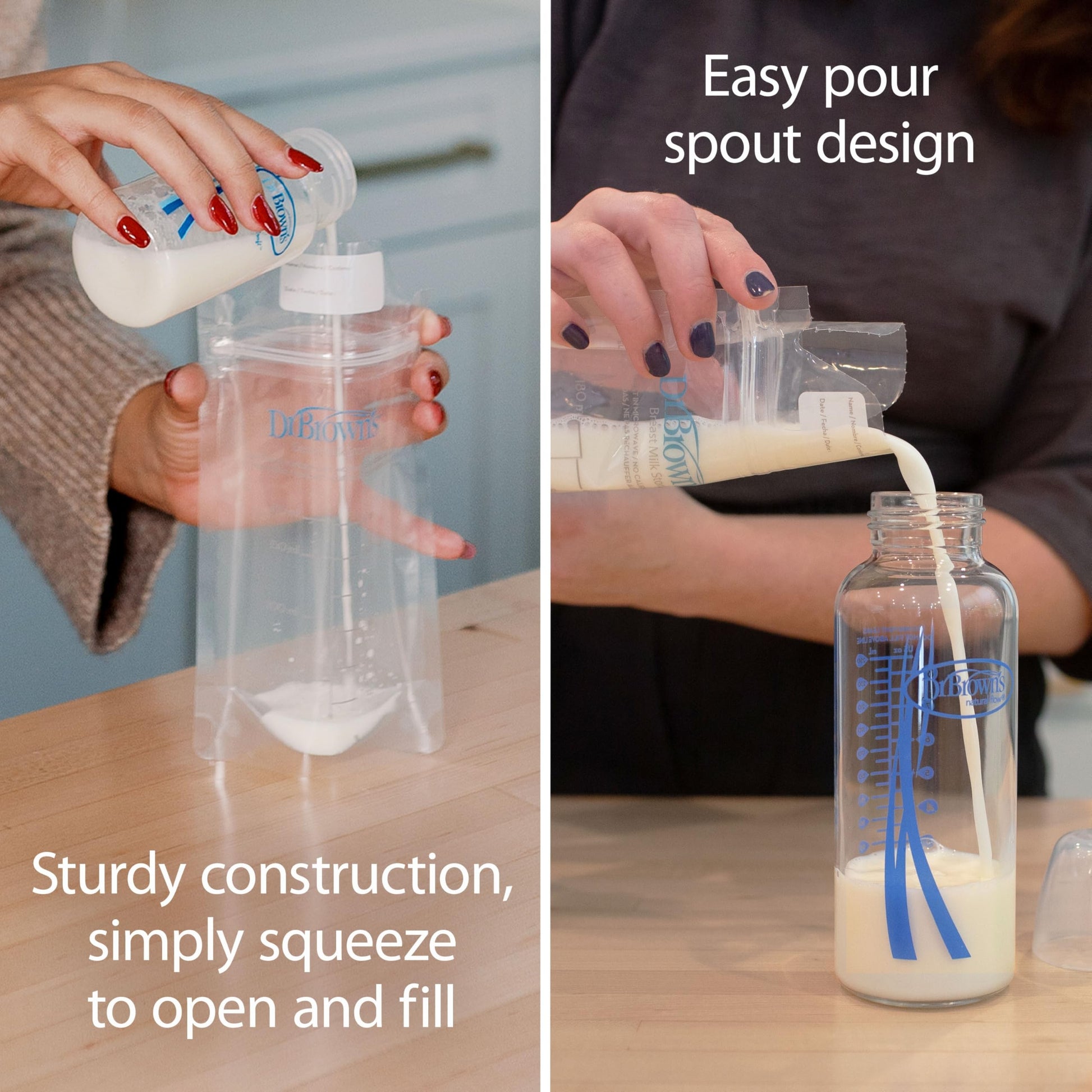 Dr. Brown's breast milk storage bags with label area visible