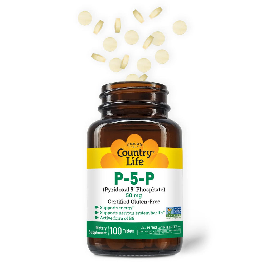 Country Life Pyridoxal 5 Phosphate supplement facts label showing 50 mg dosage