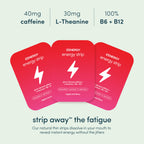 Close up of Zenergy mint flavored energy strip packaging
