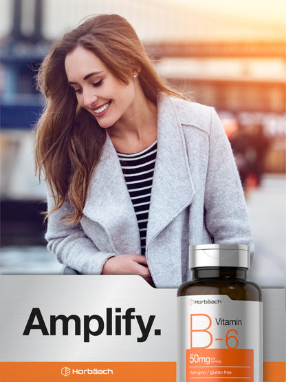 Top cap view of authentic Horbäach B6 Vitamin supplement