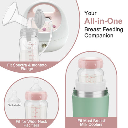 Afontoto breastmilk bottles showing wide-neck compatibility with pump
