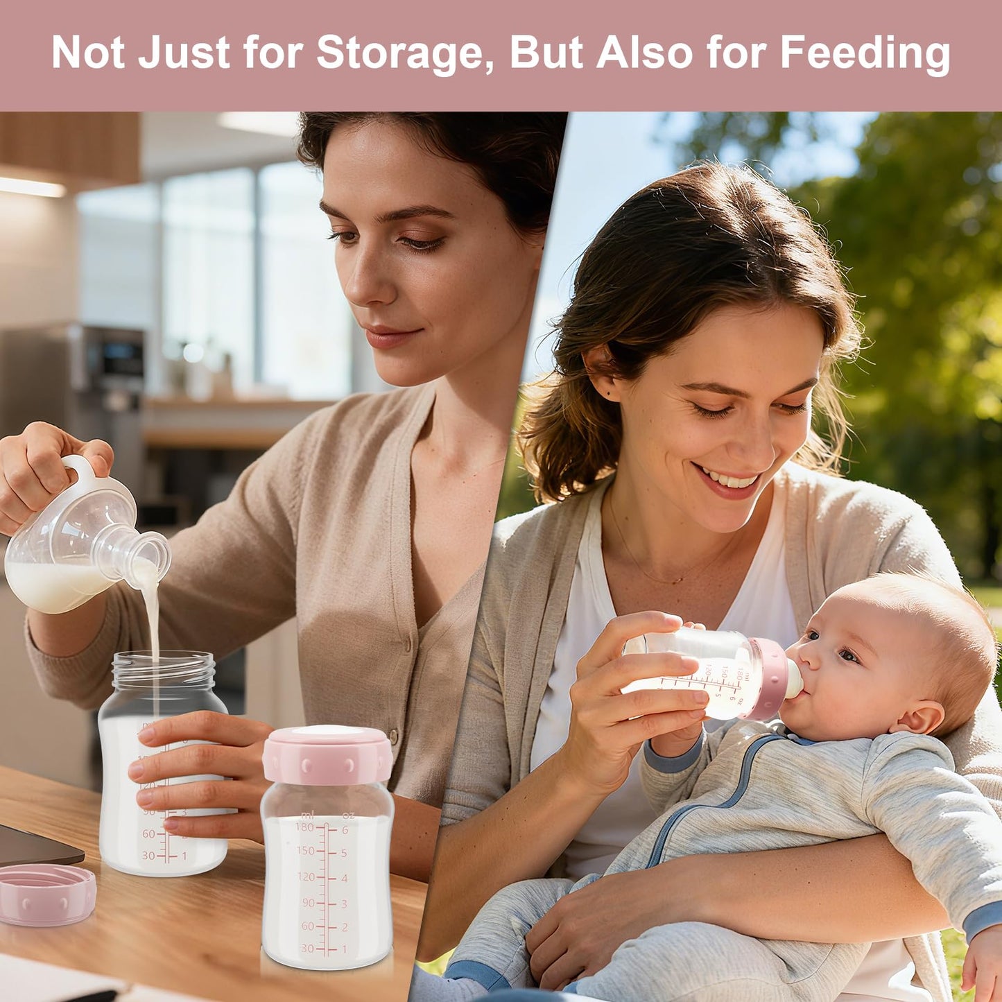 Leak-proof lid detail for Afontoto breastmilk storage bottles