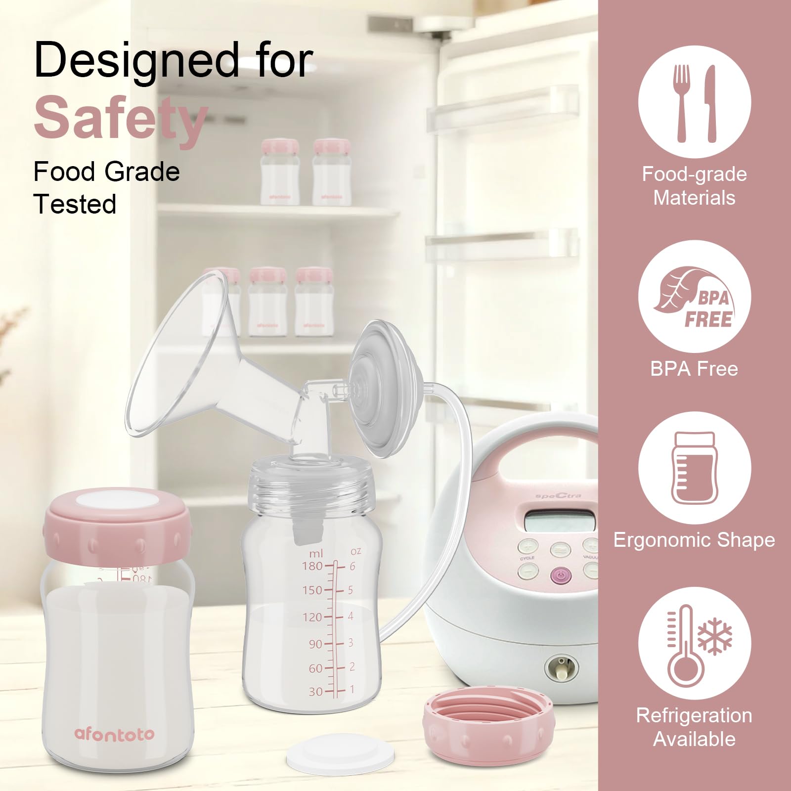 Top down view of Afontoto 180 milliliter wide-neck bottles