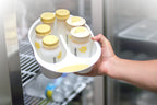 Close up of Medela breast milk storage bottles