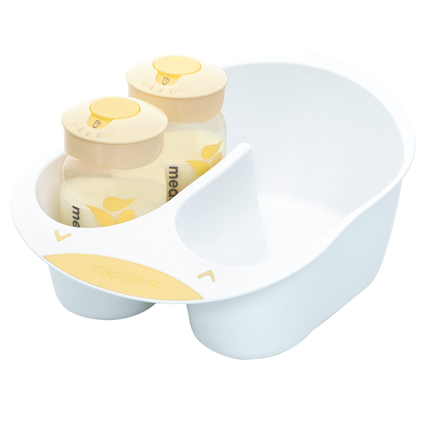Medela storage bottles with labeling lids for breastfeeding