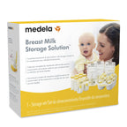 BPA-free Medela bottles arranged in refrigerator tray