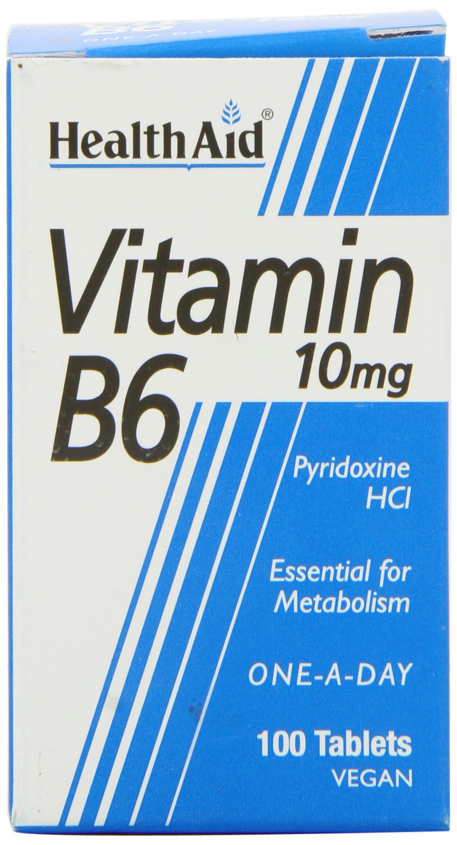 Imported HealthAid Pyridoxine HCl 10mg tablets packaging overview
