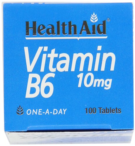 HealthAid Vitamin B6 100 tablets dietary supplement bottle angle view