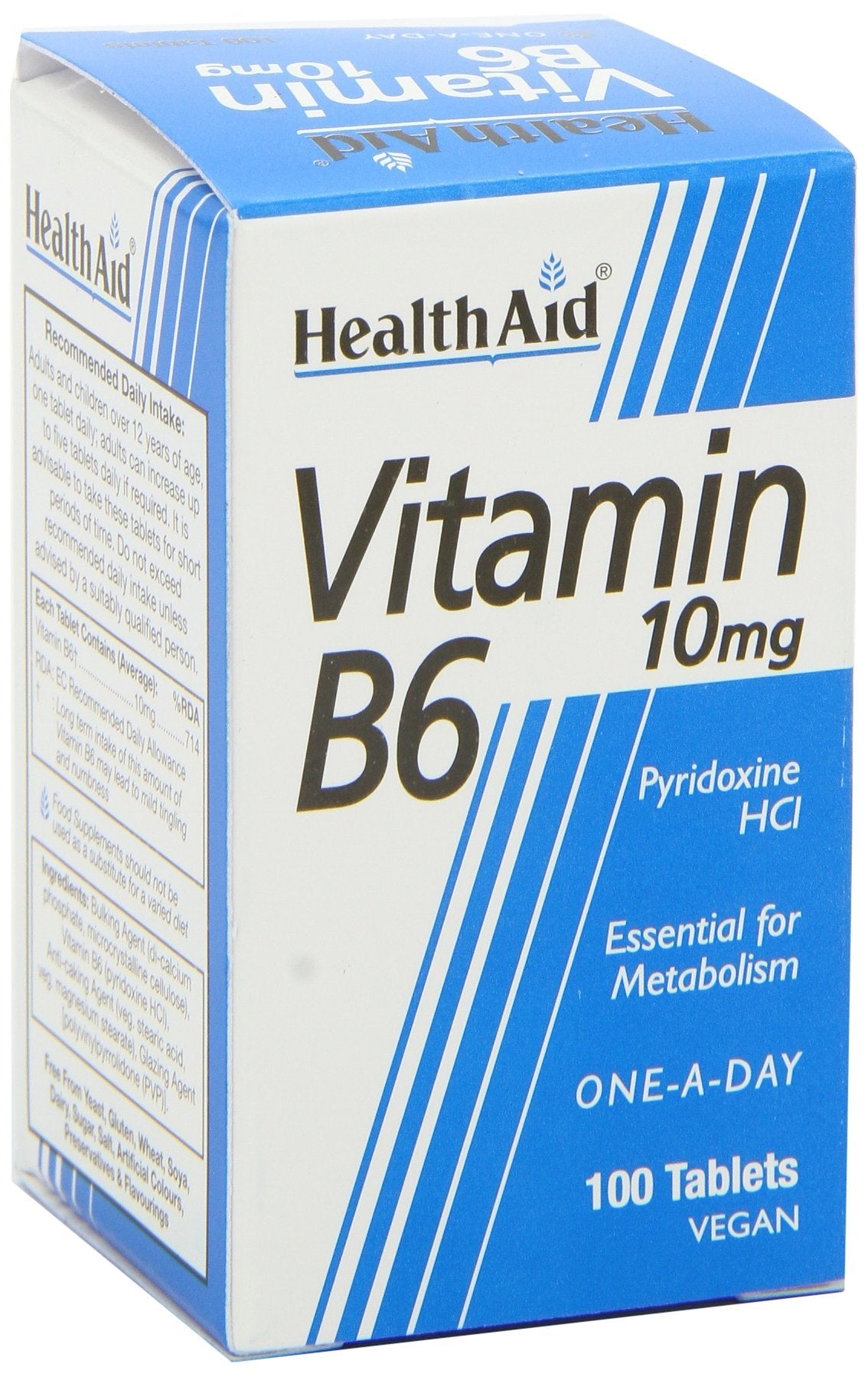Vegan Vitamin B6 Pyridoxine HCl 10mg tablets for immune system benefits