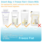 Close up of L-shaped dividers used to flatten breast milk bags