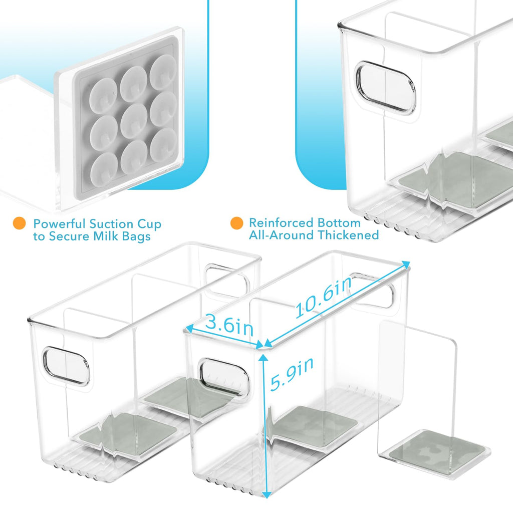 Breastmilk storage containers inside a kitchen refrigerator