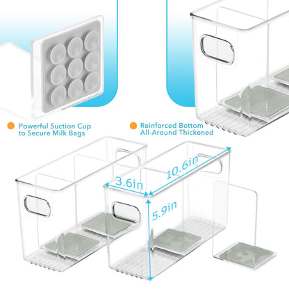 Breastmilk storage containers inside a kitchen refrigerator
