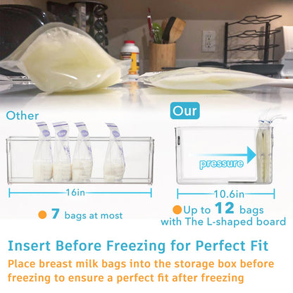 Top view of Ugotfeels freezer organization system for baby milk