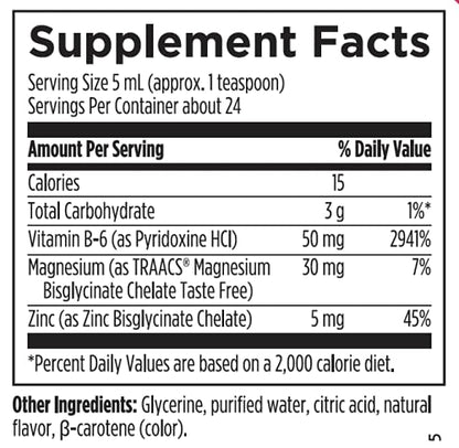 Liquid Vitamin B6 dietary supplement raspberry flavor 118ml premium packaging