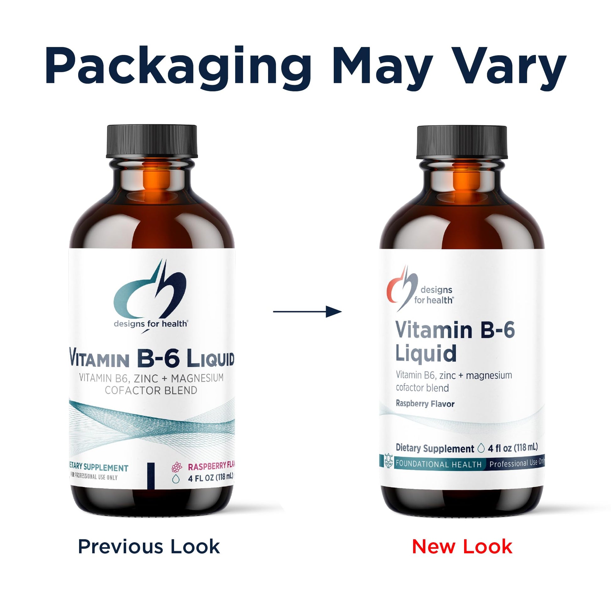 Designs for Health professional grade B6 liquid supplement bottle close up