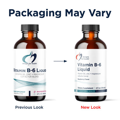 Designs for Health professional grade B6 liquid supplement bottle close up