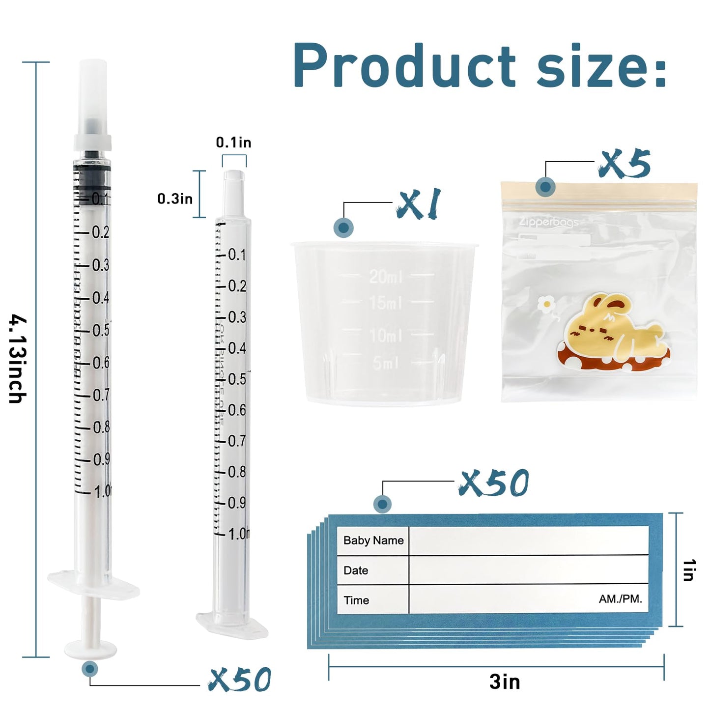 Close up of 1ml sterile colostrum syringes with caps