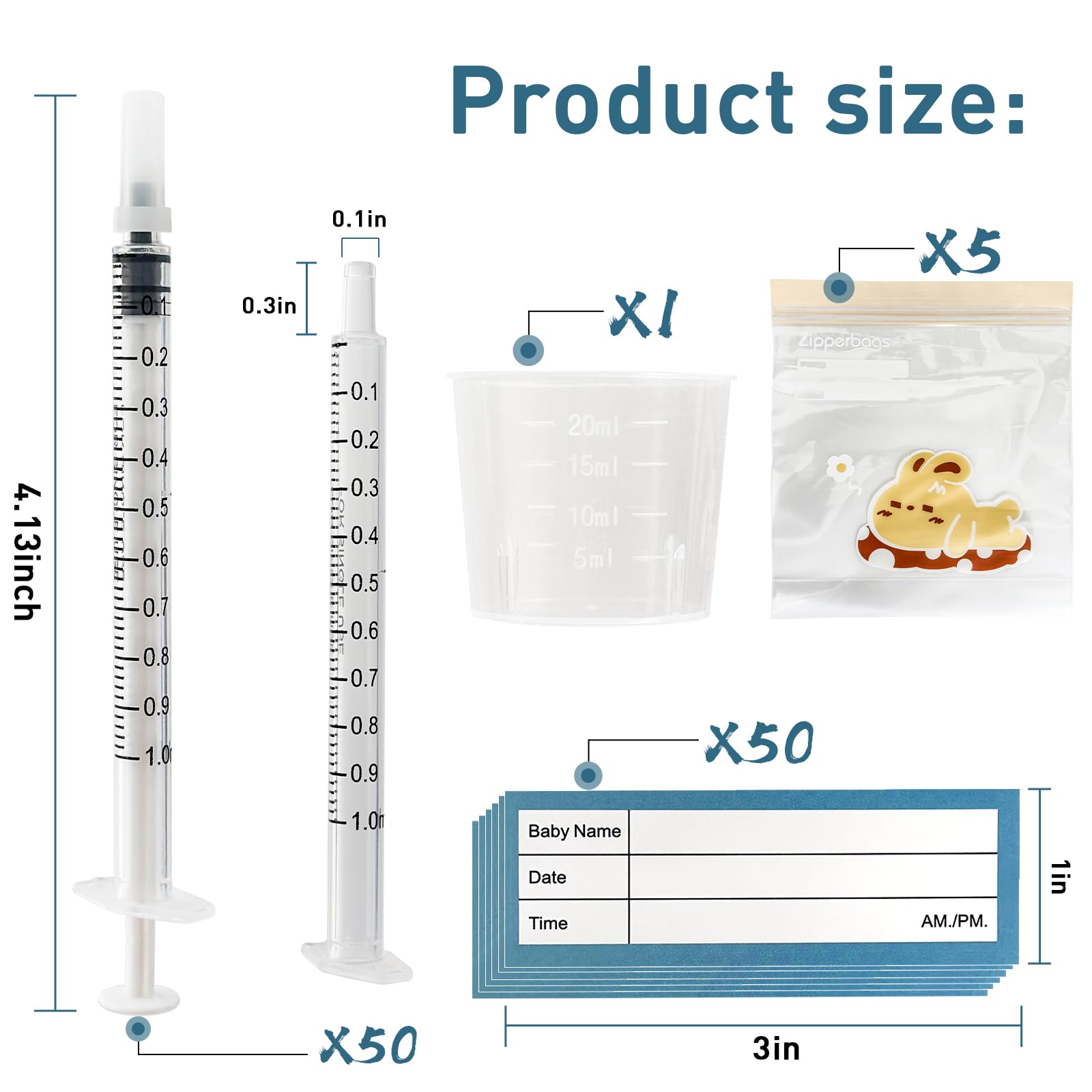 Close up of 1ml sterile colostrum syringes with caps