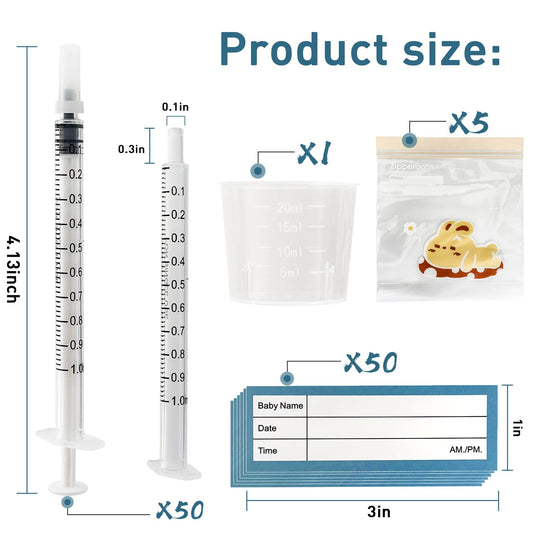 Close up of 1ml sterile colostrum syringes with caps