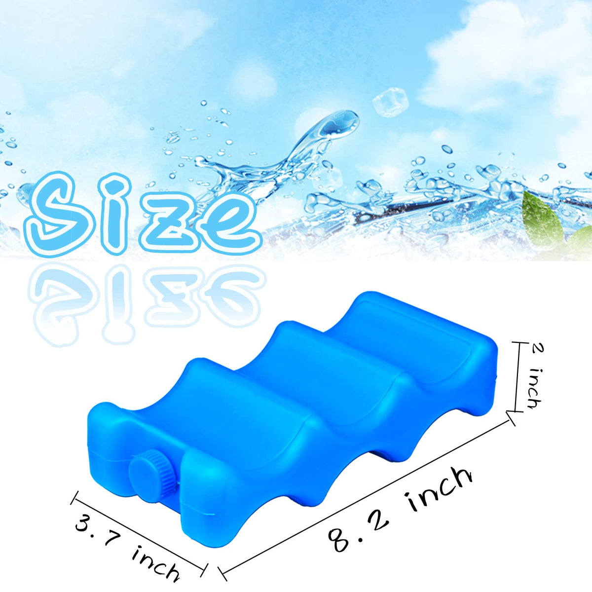 Reusable blue ice packs for baby bottle storage