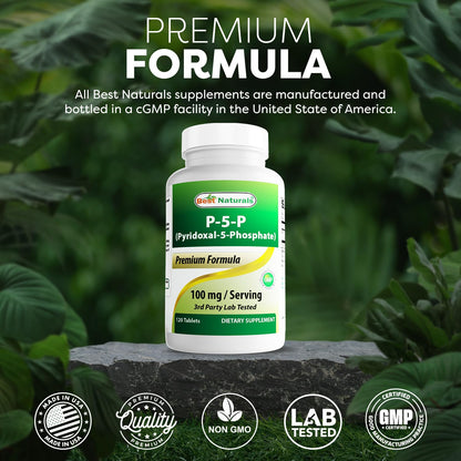 Best Naturals P5P Vitamin B6 bottle back label with directions