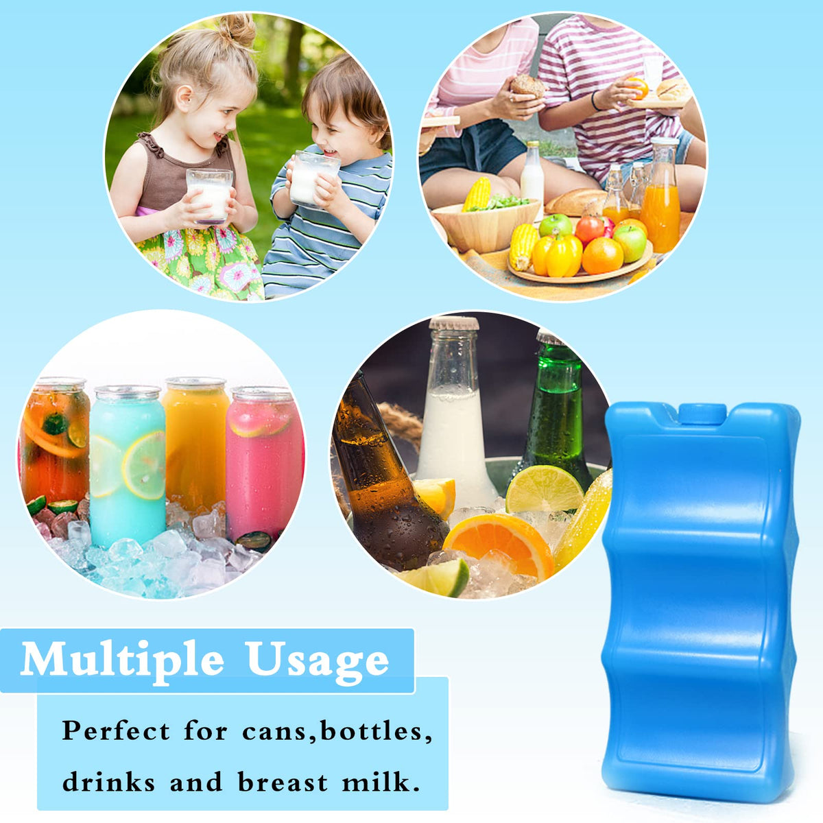 Instructional view of fillable breastmilk ice packs
