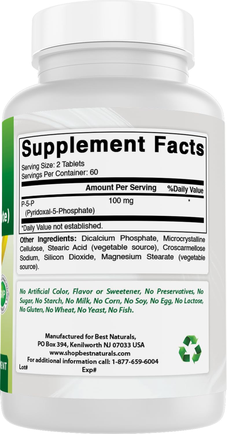 Authentic Best Naturals P5P Pyridoxal 5 Phosphate supplement bottle