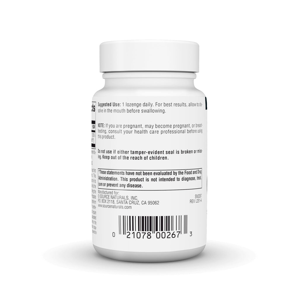 Source Naturals Coenzymated Vitamin B6 peppermint flavored fast dissolving lozenges bottle angle view