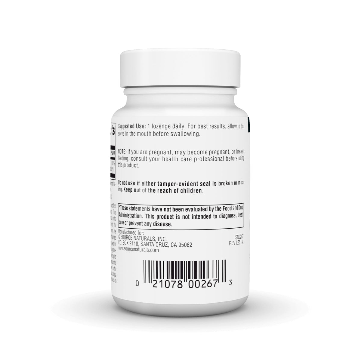 Source Naturals Coenzymated Vitamin B6 peppermint flavored fast dissolving lozenges bottle angle view