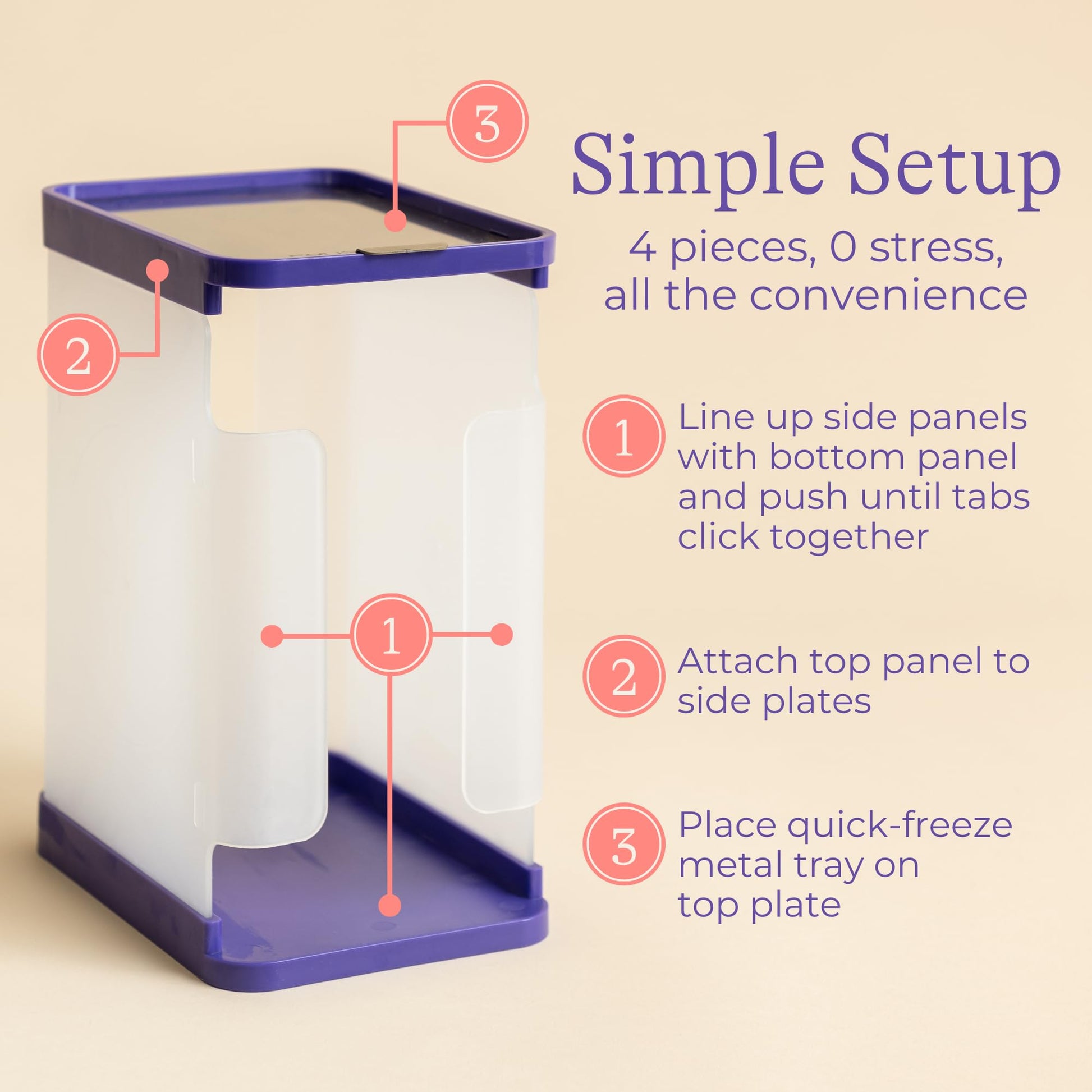 Lansinoh breast milk container showing first-in first-out storage system
