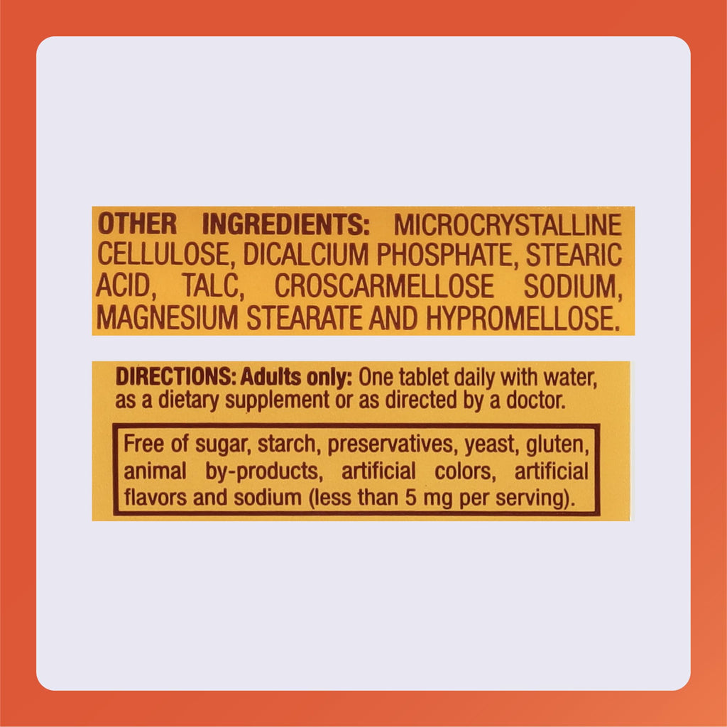 Back view of Rugby Vitamin B6 bottle showing supplement facts