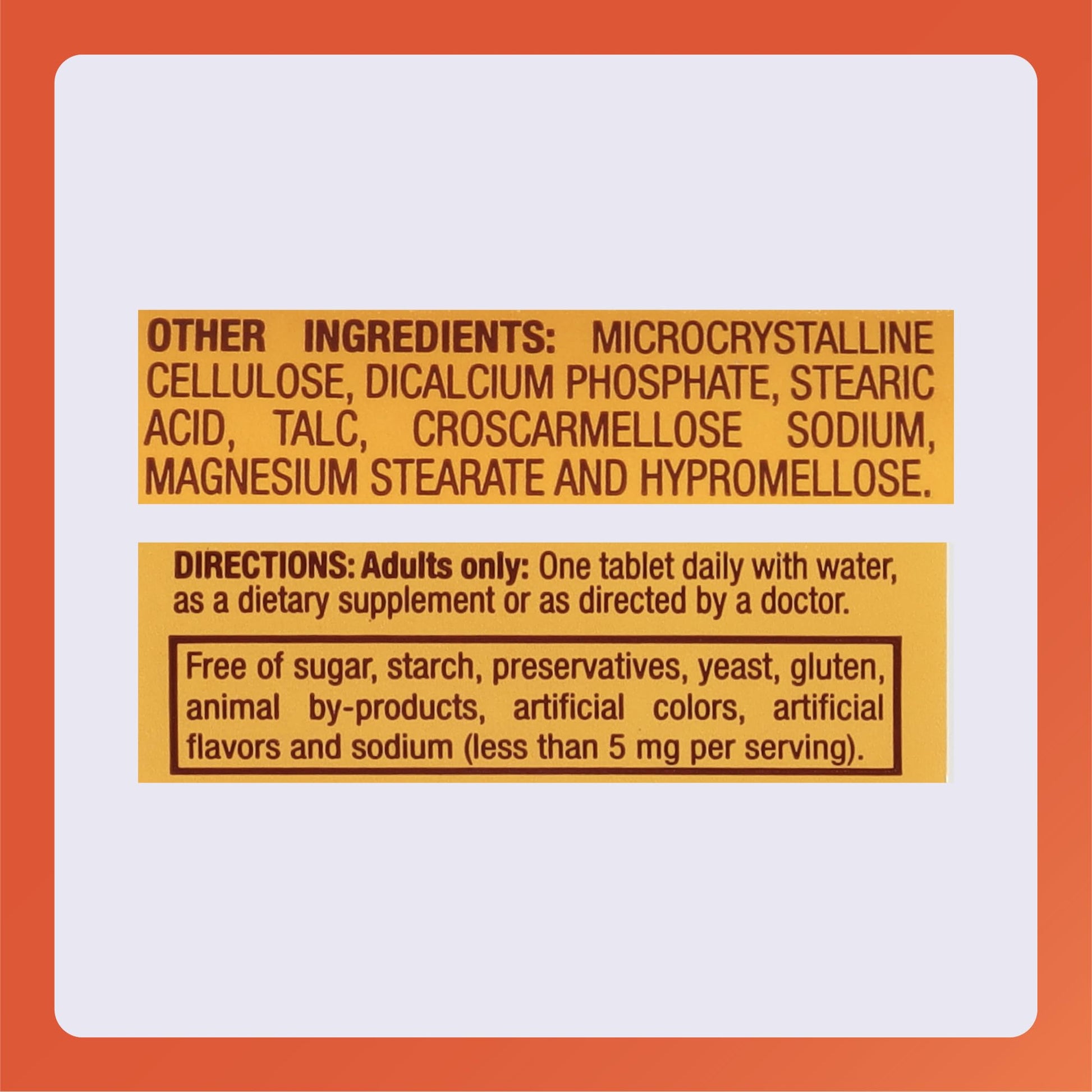 Back view of Rugby Vitamin B6 bottle showing supplement facts