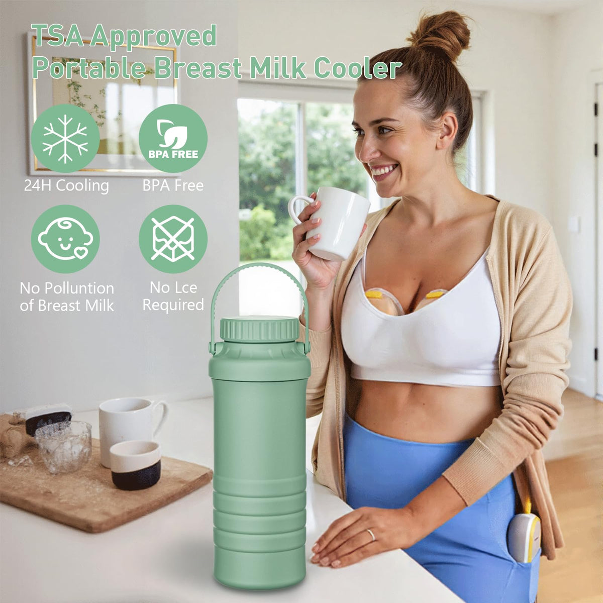 Bewinner 22 fluid ounce breast milk chiller with two bottles
