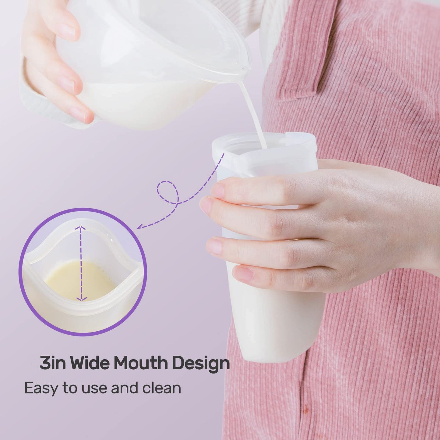 Self-standing design of Nuliie silicone breastmilk pouches