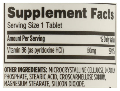 Close up of 365 by Whole Foods Market Vitamin B6 50 count bottle