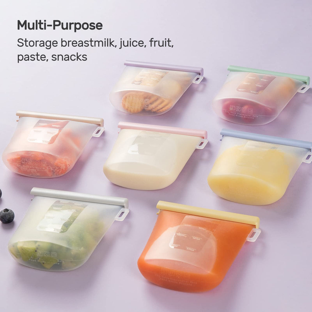 Nuliie silicone bags used for baby food storage