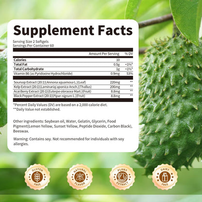 Bbeeaauu Soursop Graviola bottle showing ingredients label