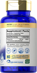 Carlyle Vitamin B6 supplement facts label