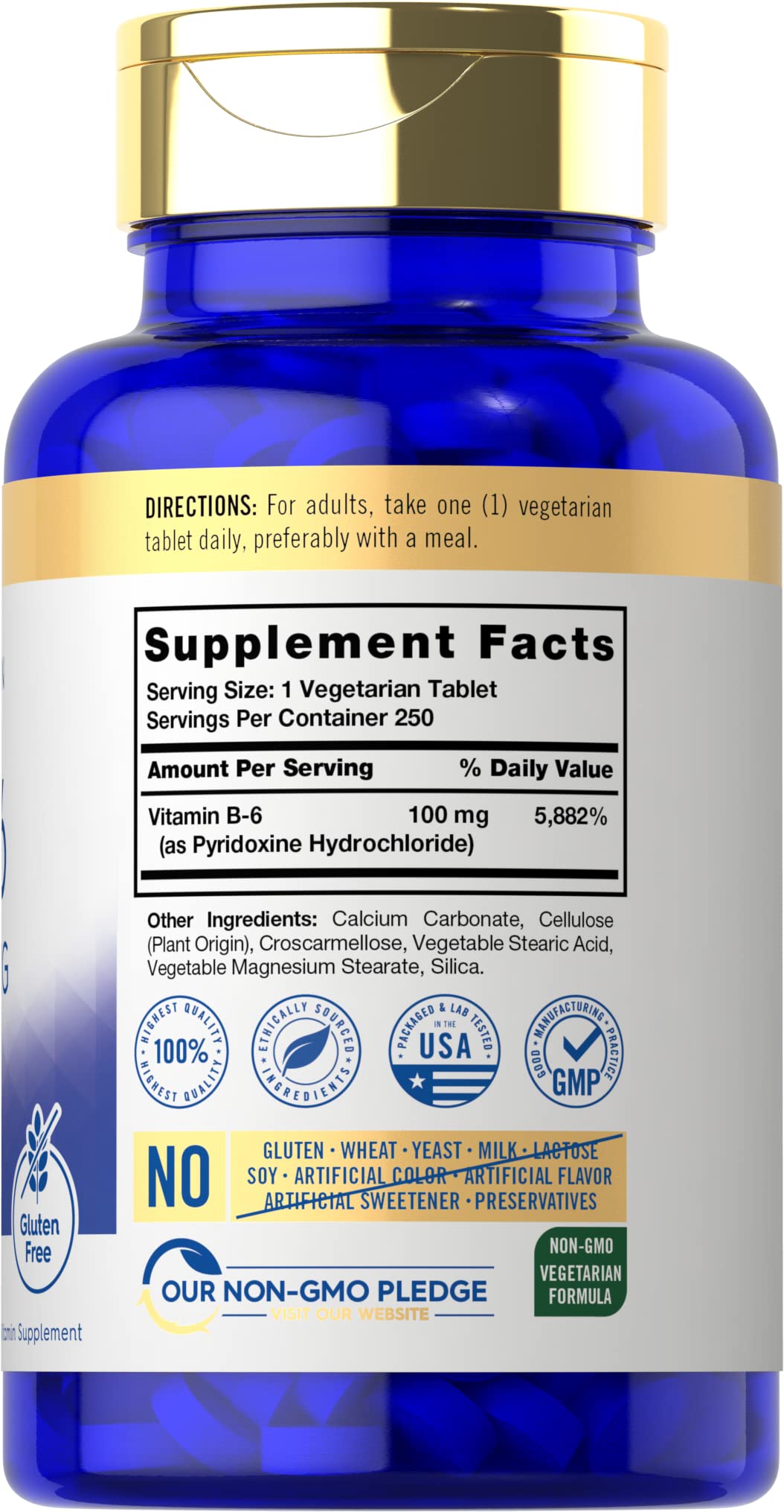 Carlyle Vitamin B6 supplement facts label