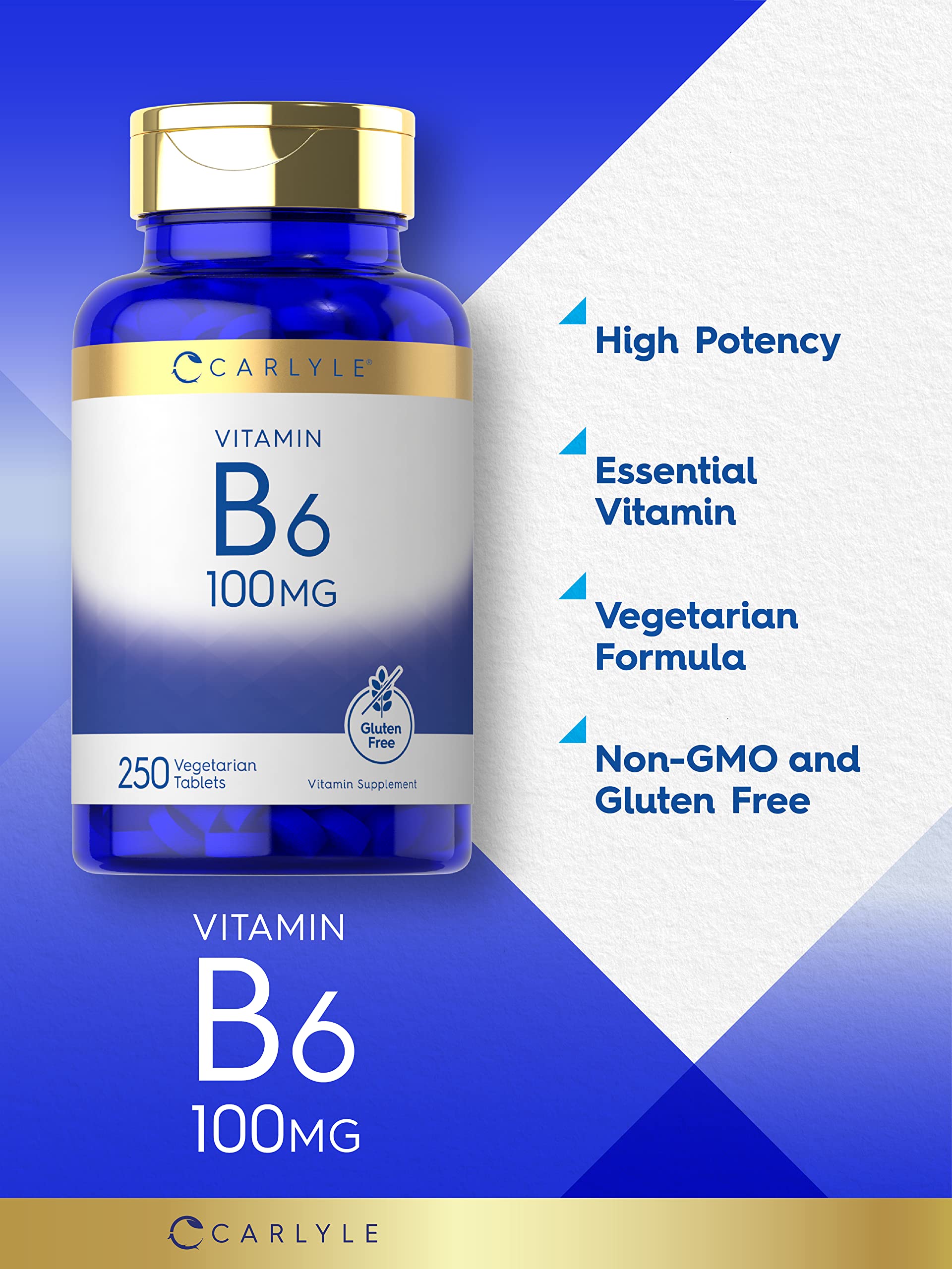 Close up of Carlyle Vitamin B6 tablet texture