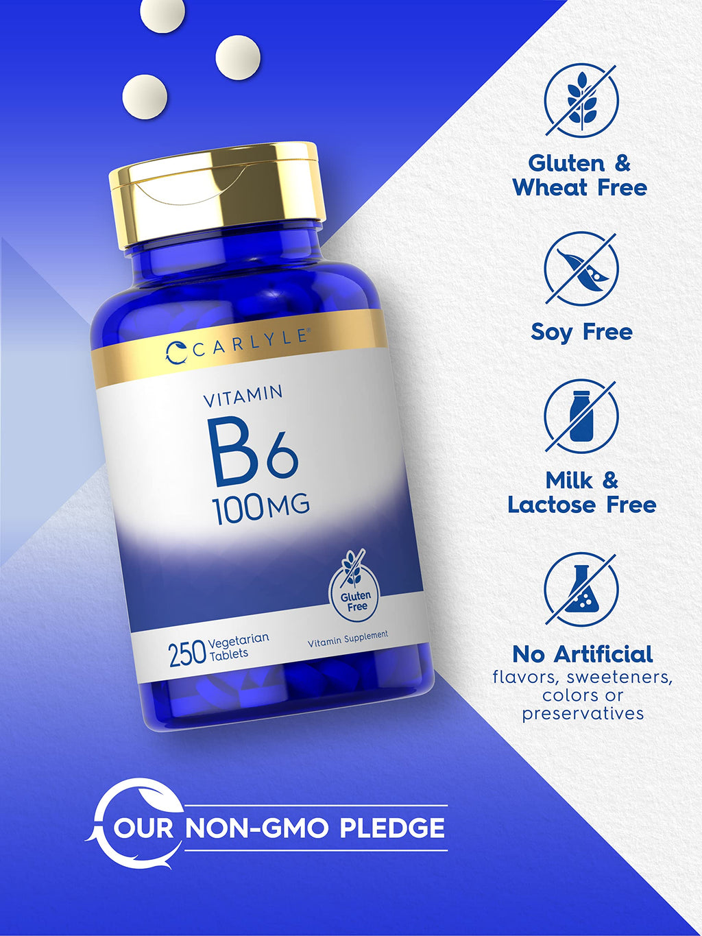 Carlyle Vitamin B6 bottle side profile